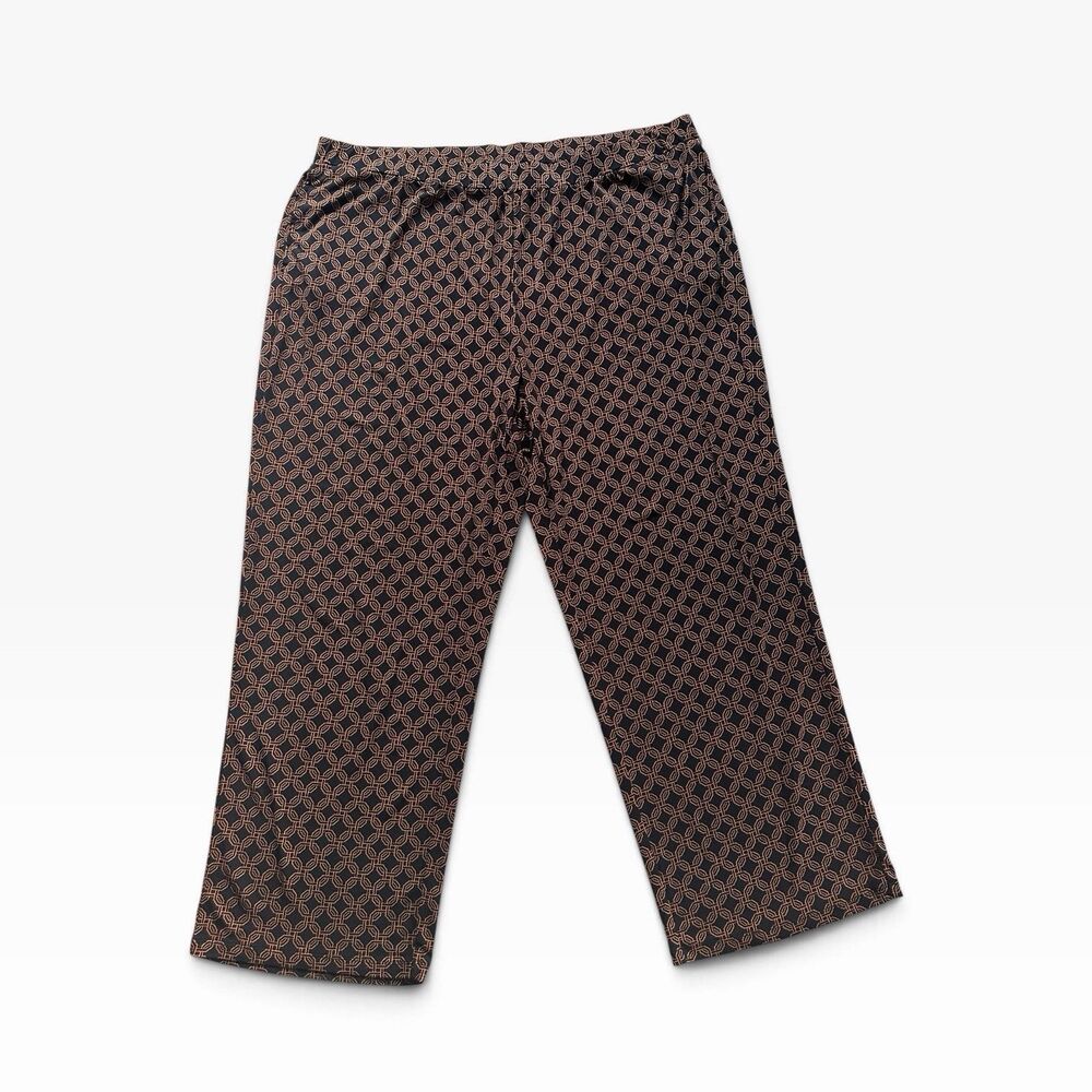 Susan Graver Chain Link Print Pull On Pants Women's 2X Stretchy Weekend Travel